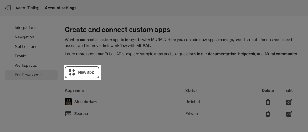 Mural Account Settings