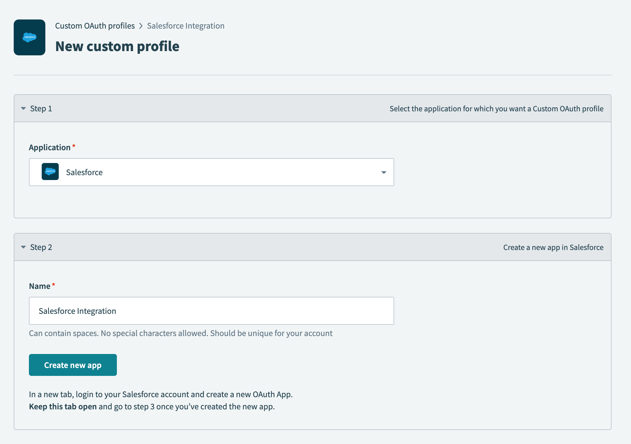 Name your custom OAuth profile