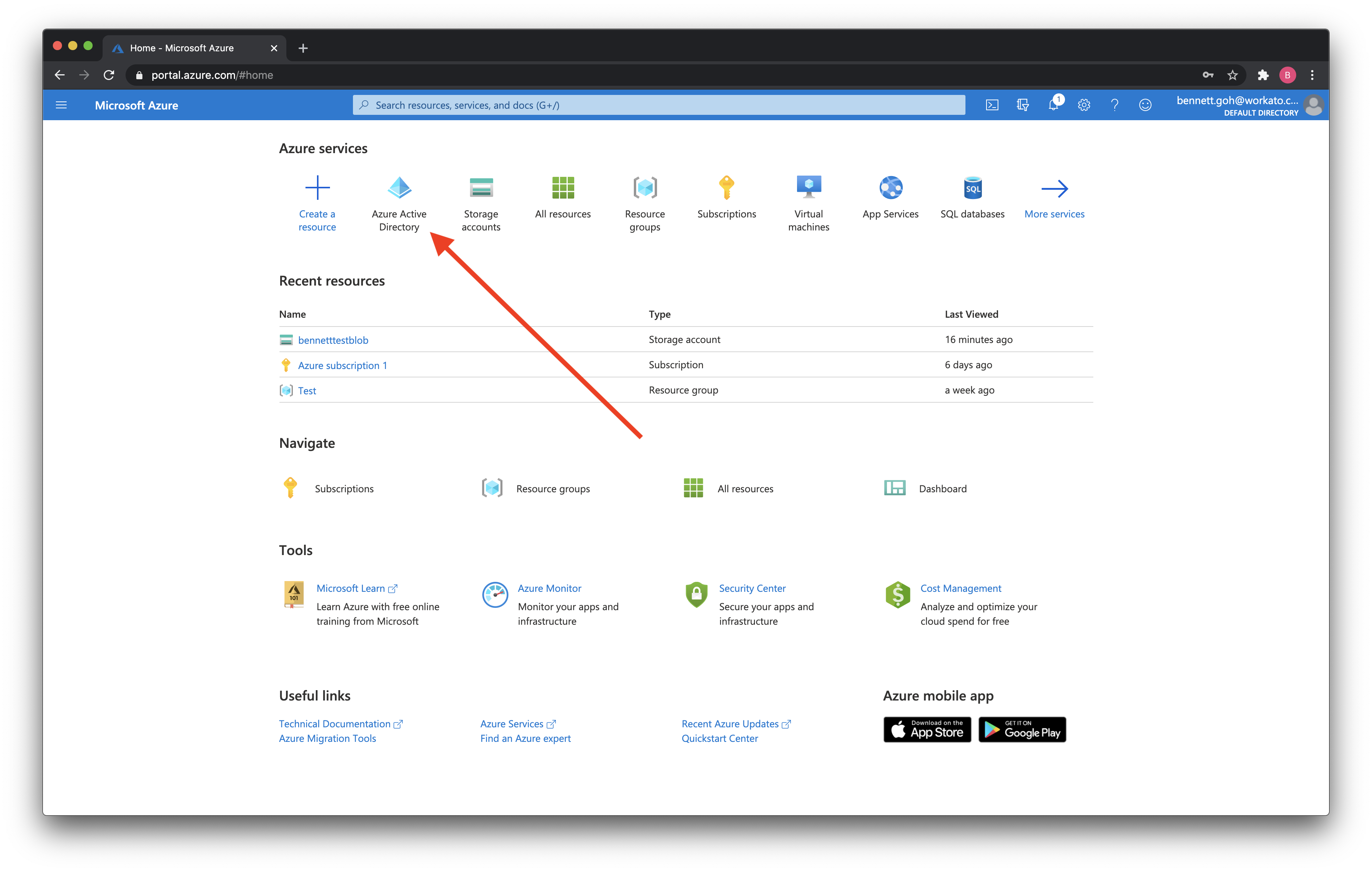 Navigate to Azure Active Directory
