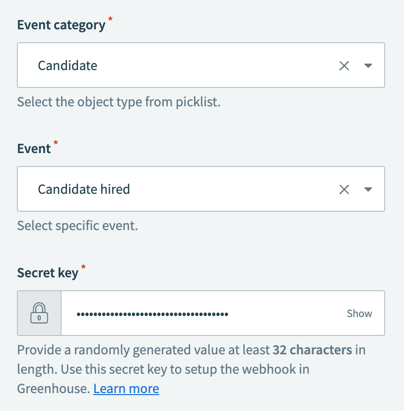 New candidate hired configuration