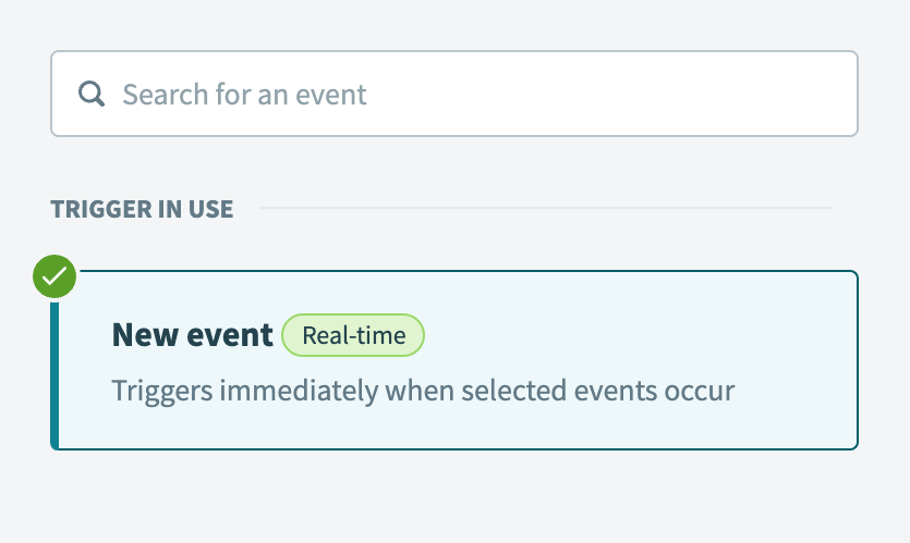 Select the New event real-time trigger