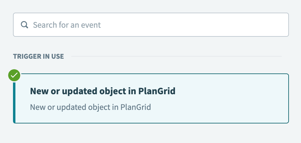 Select the New or updated object in PlanGrid trigger