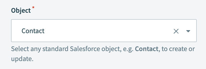 Select the Salesforce object to upsert