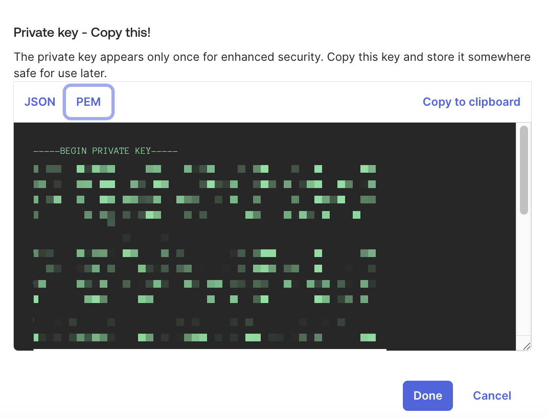 Copy the private key