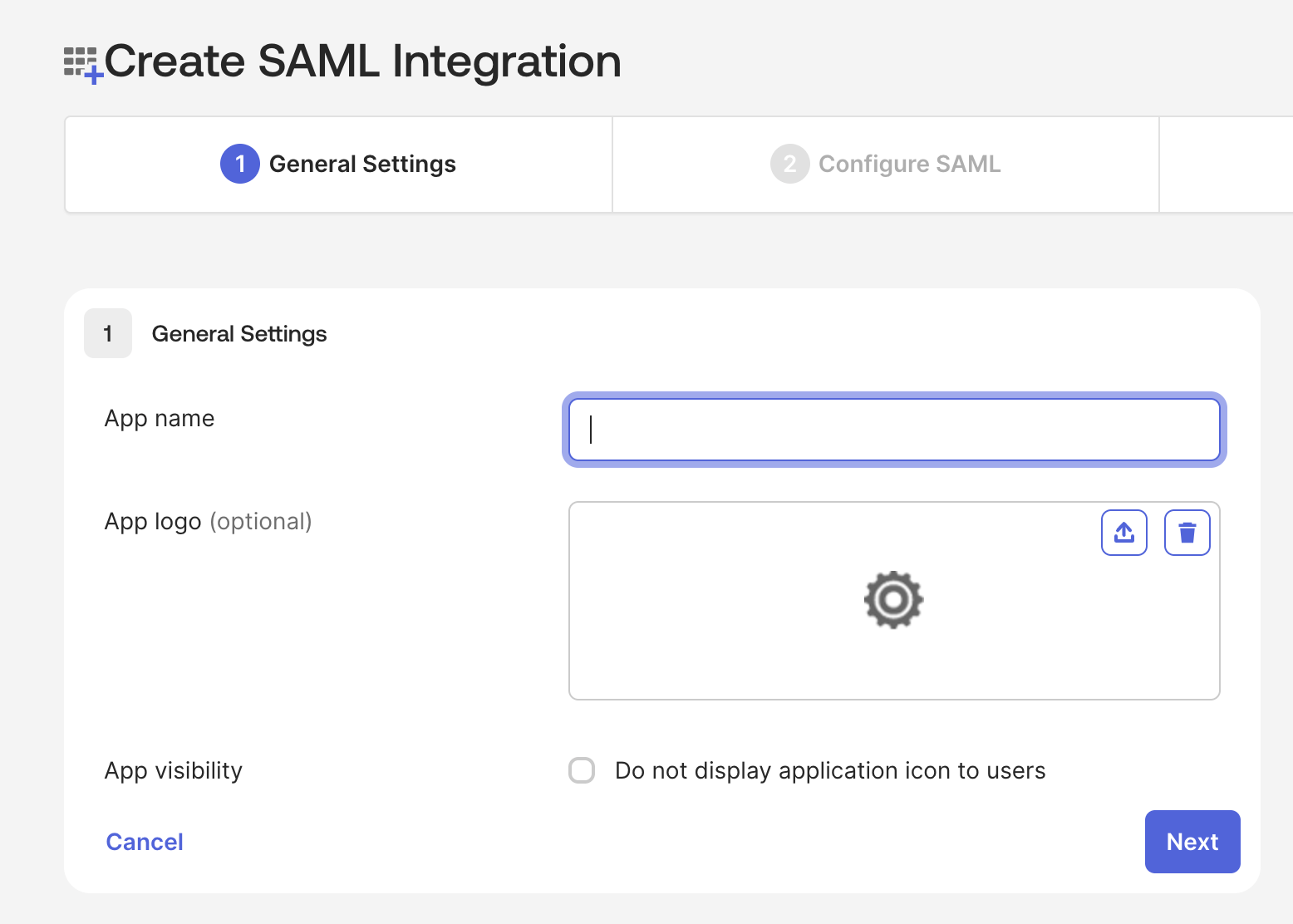 Provide an App name for your SAML application