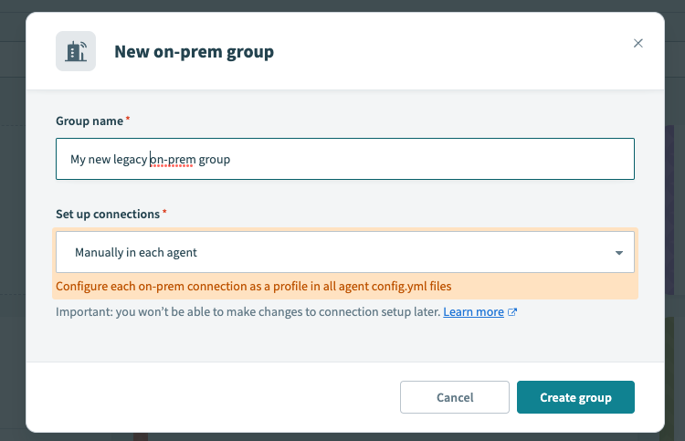 On-prem group for connection profiles