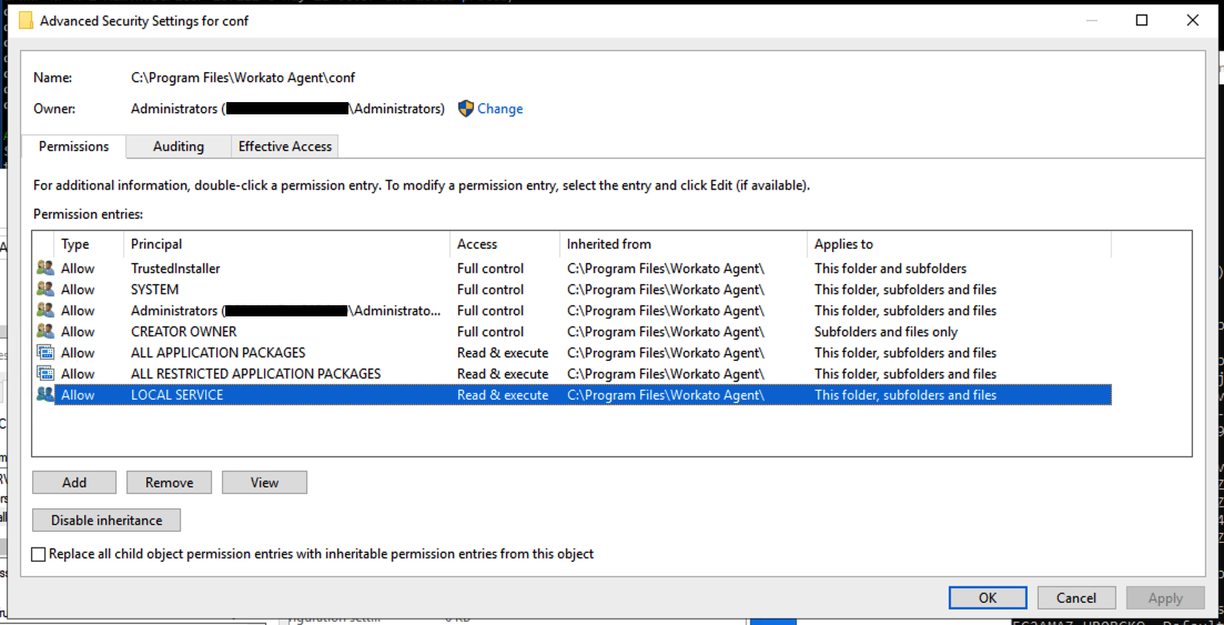 OPA conf directory permissions