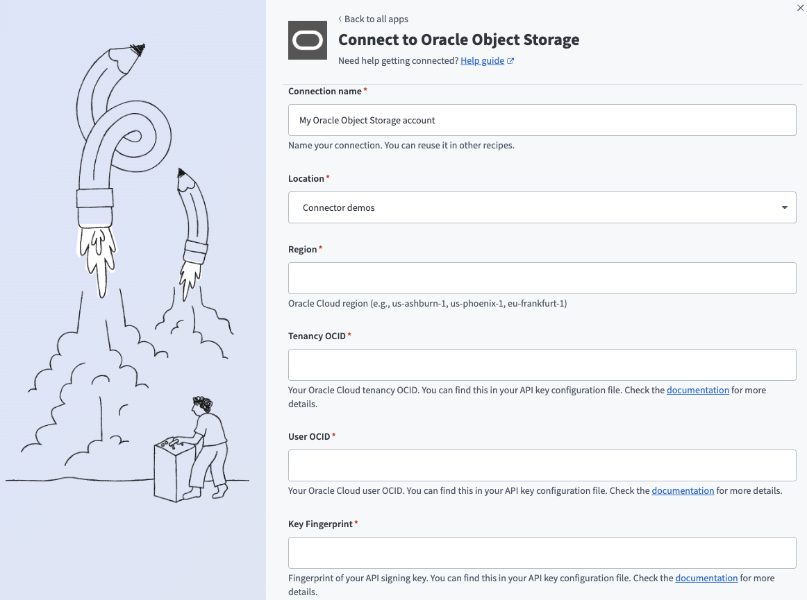 Connect to Oracle Object Storage