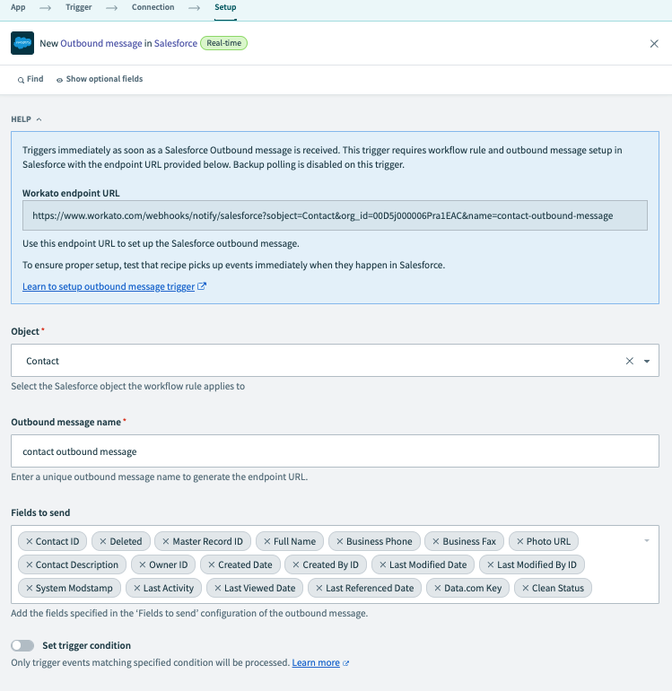 New outbound message trigger