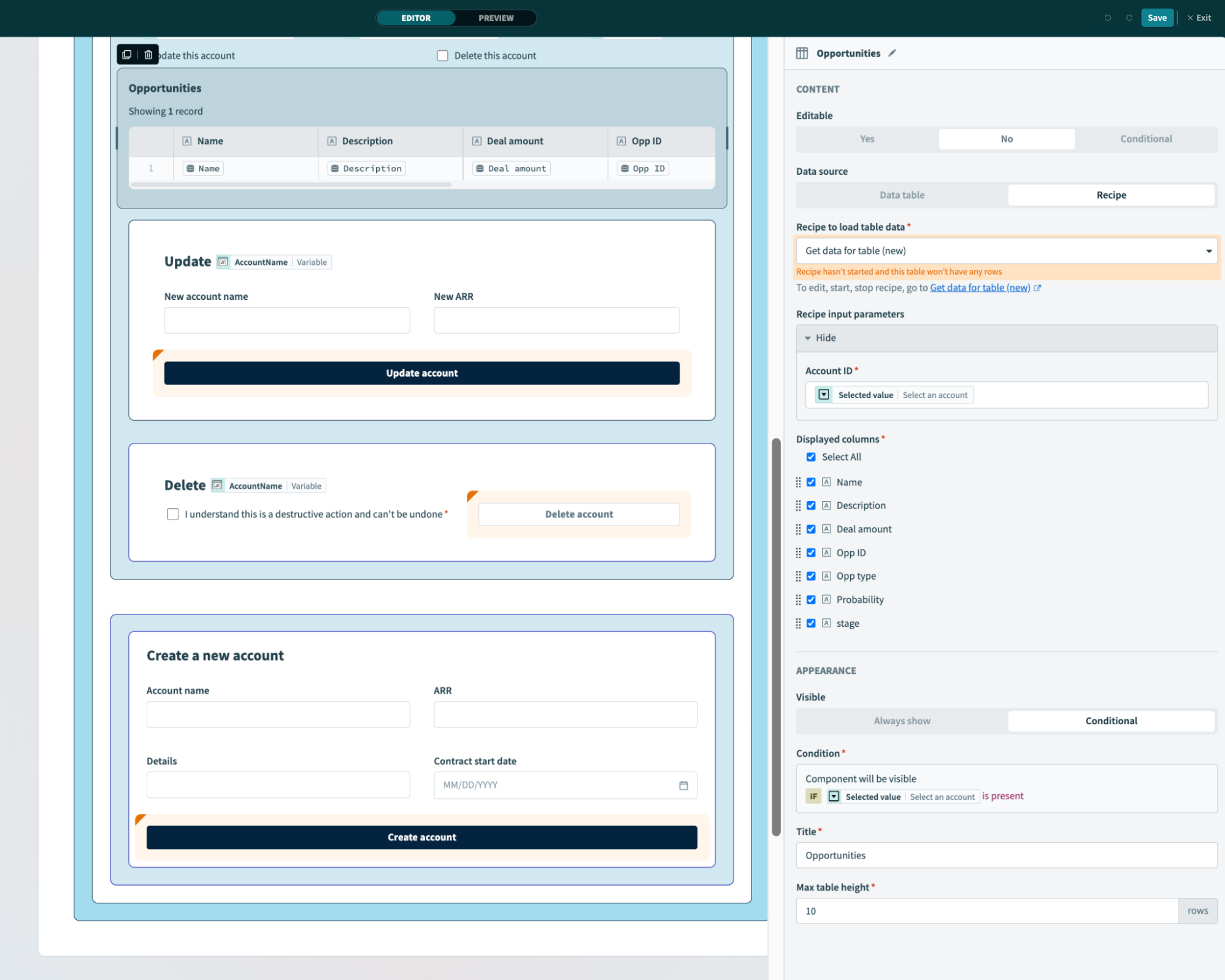 Component configuration
