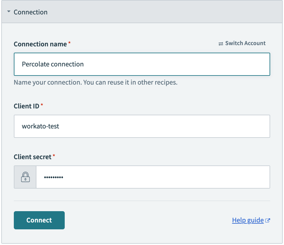 Configured Percolate connection fields