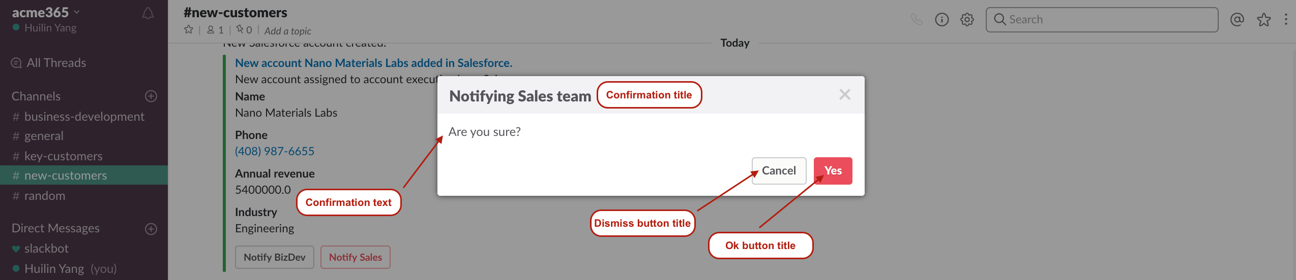 Popup prompt example