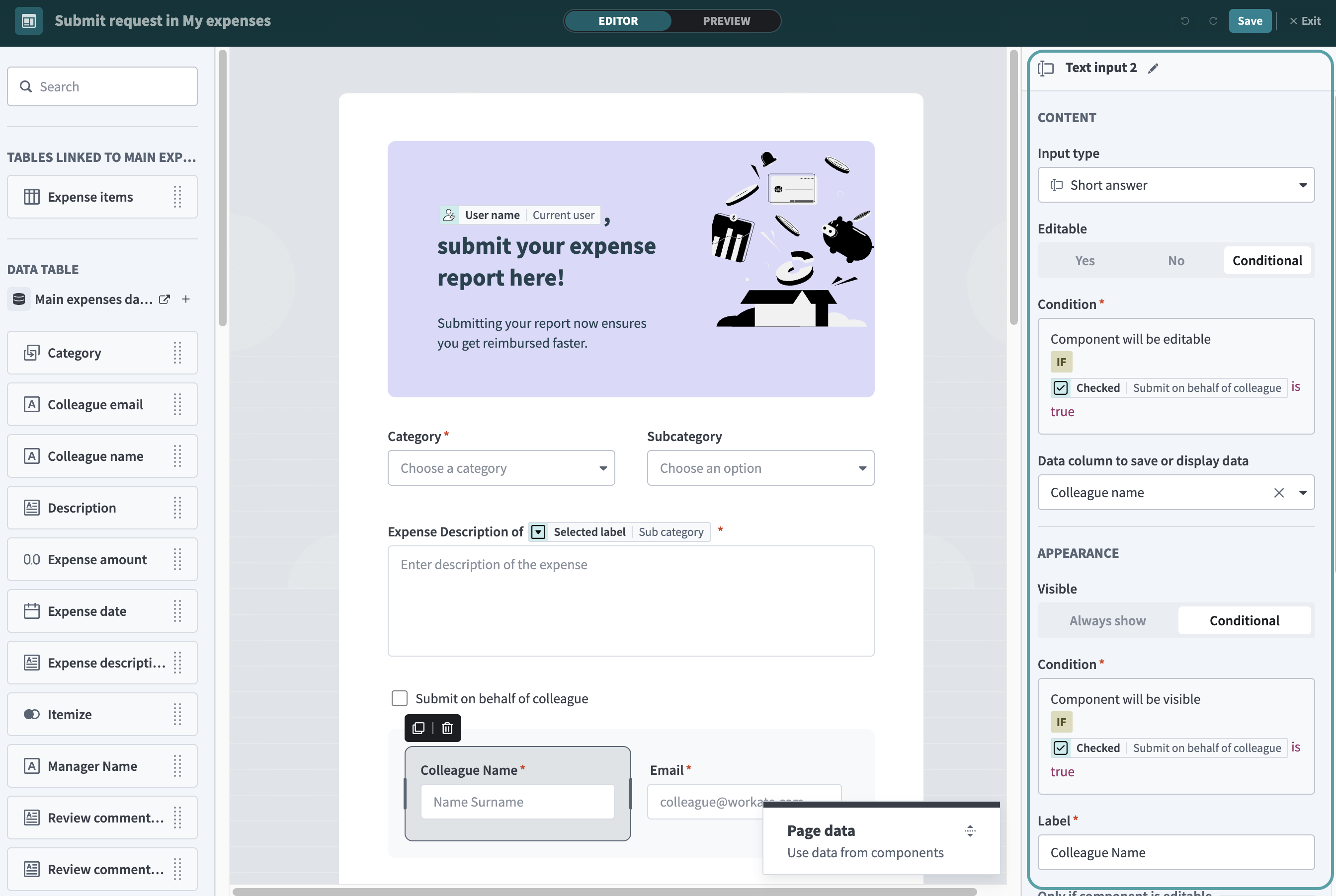 Open the properties panel