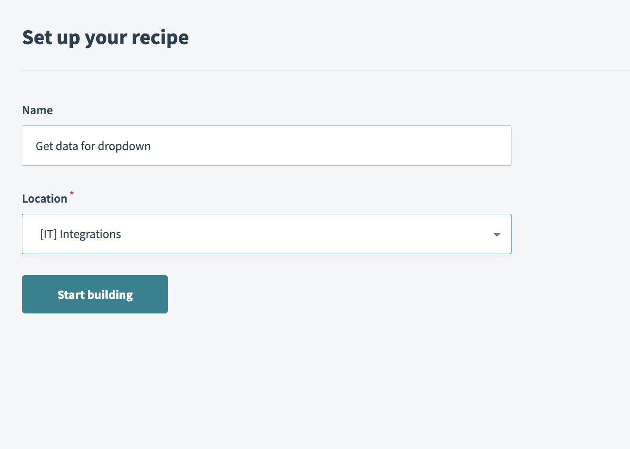 Select recipe as the data source