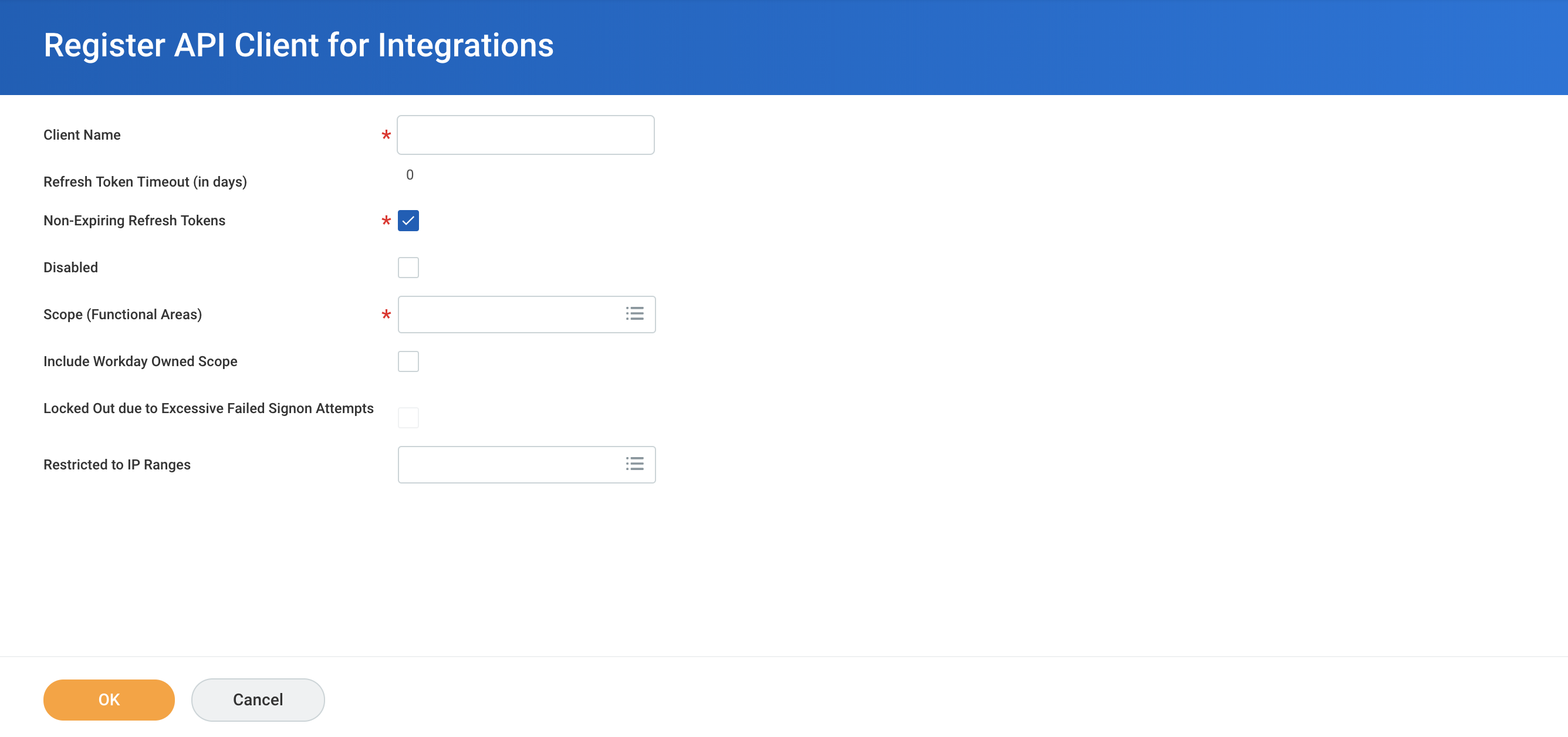 Register API Client for Integrations