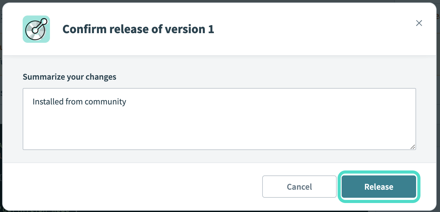 The Confirm release dialog