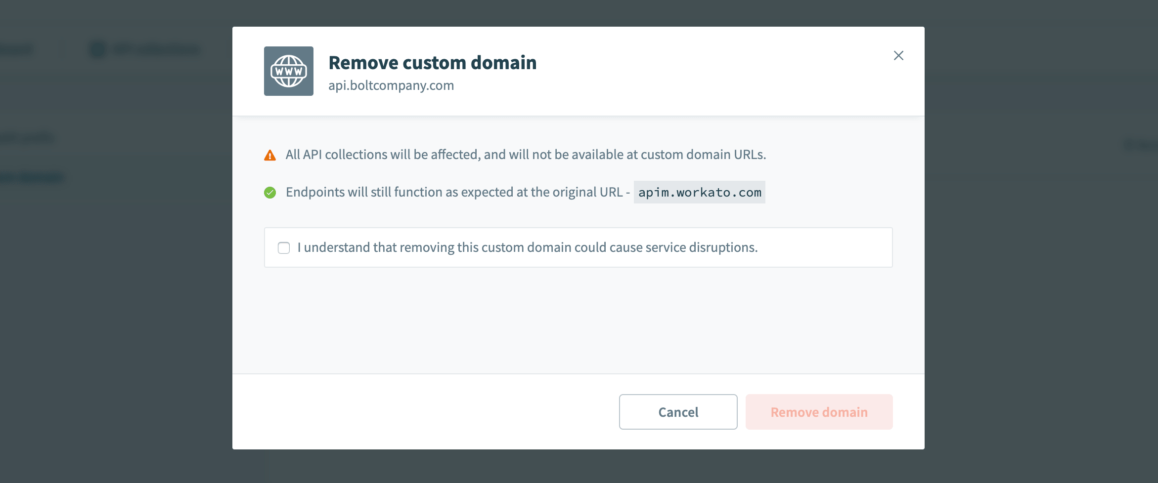 Remove custom domain