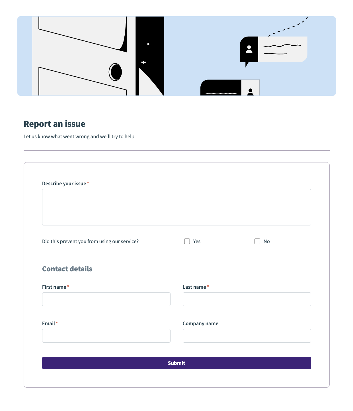 Report issue form