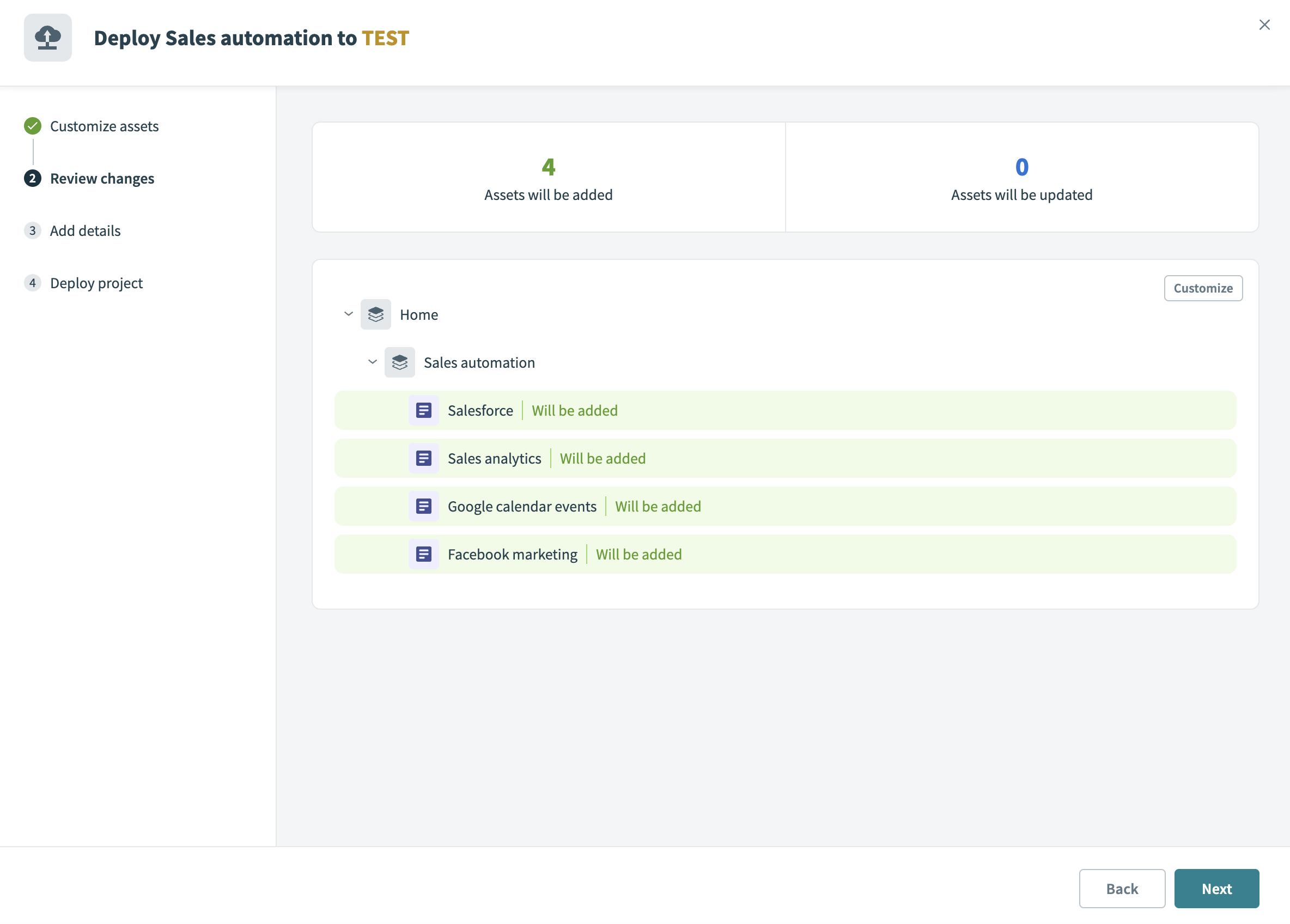 Deployments tab