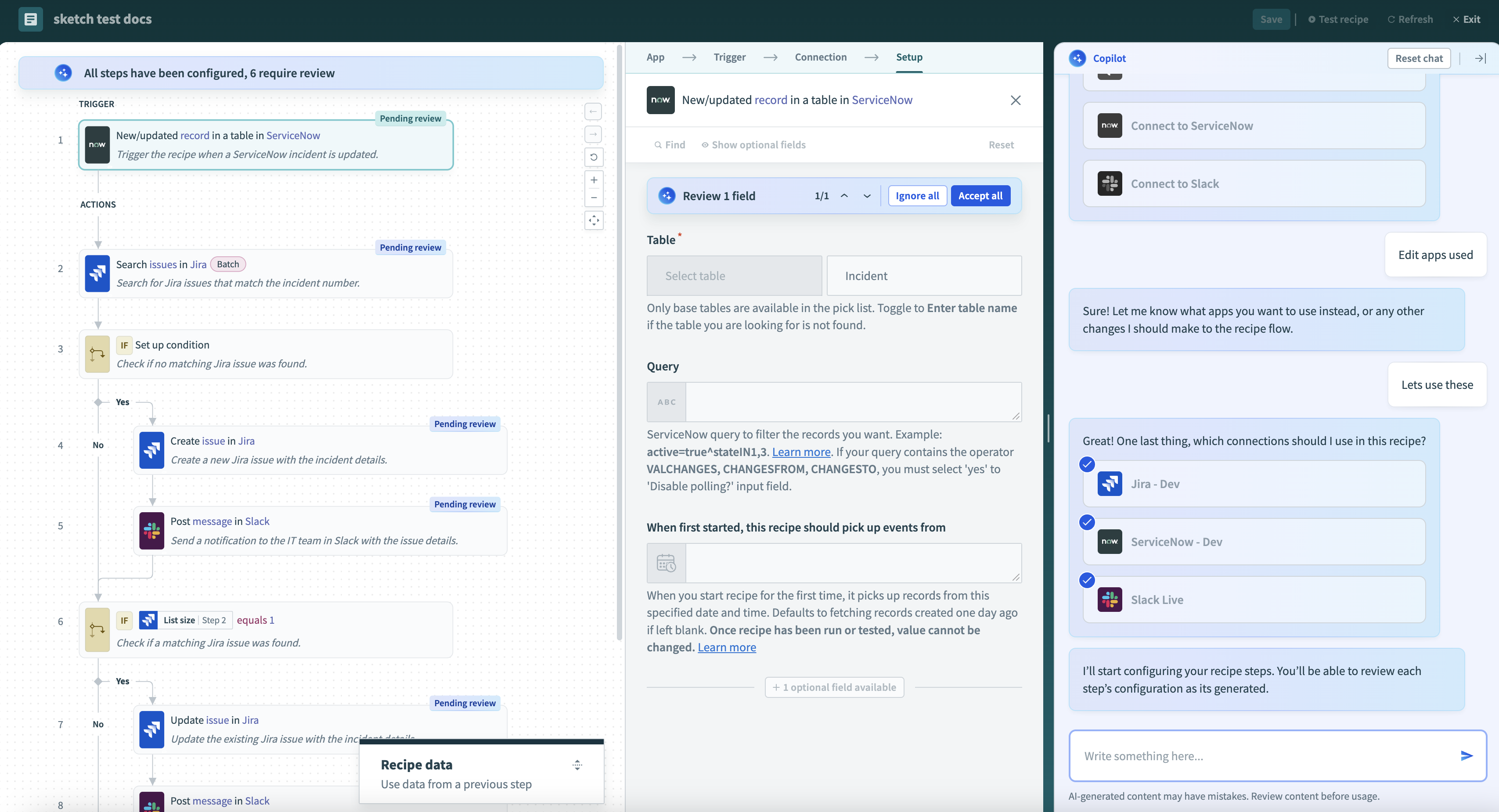 Review steps in Copilot