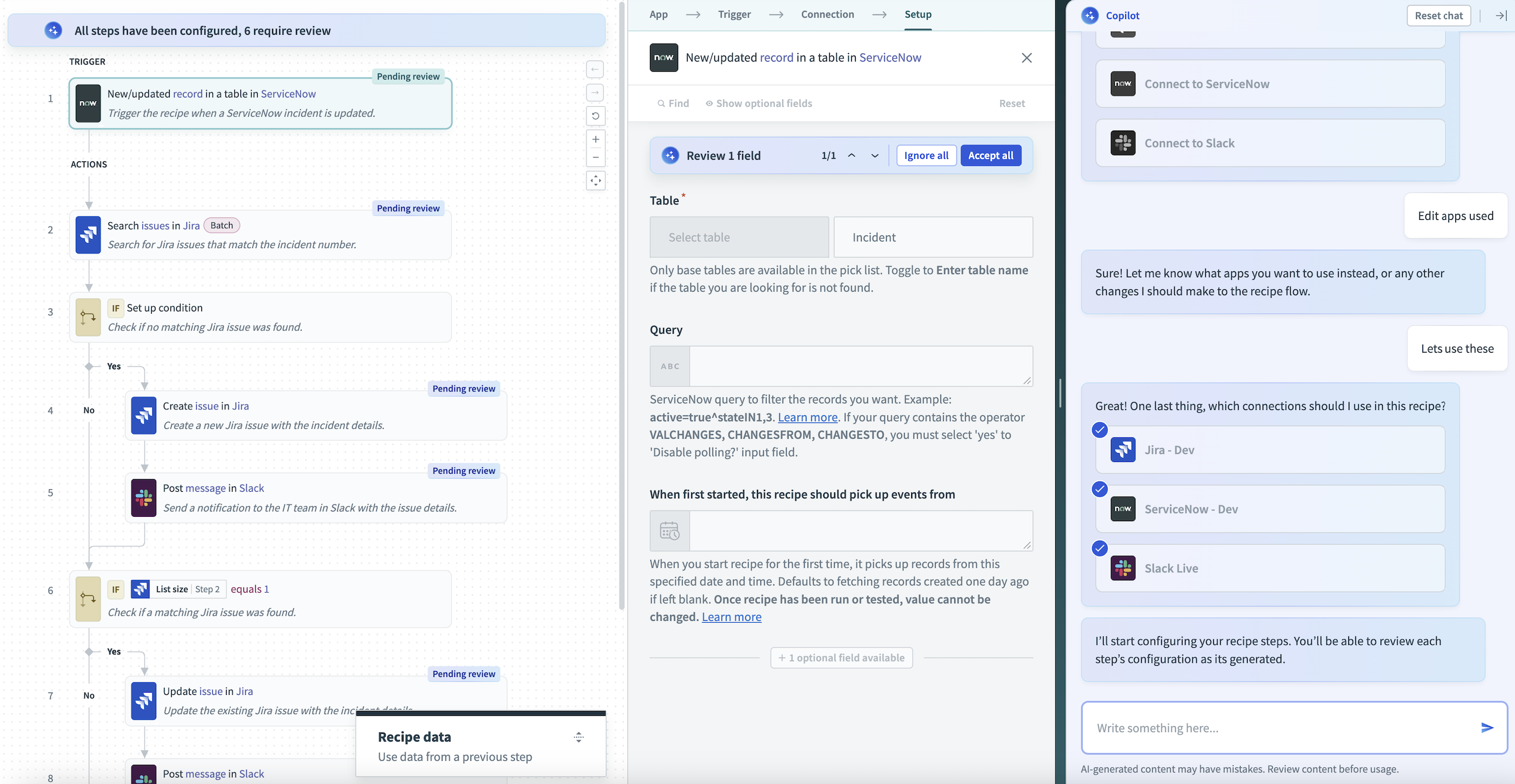 Review steps in Copilot