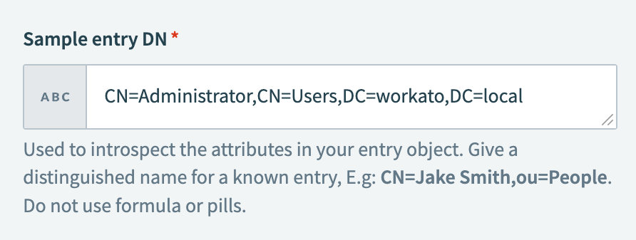 Example of Sample entry DN configuration