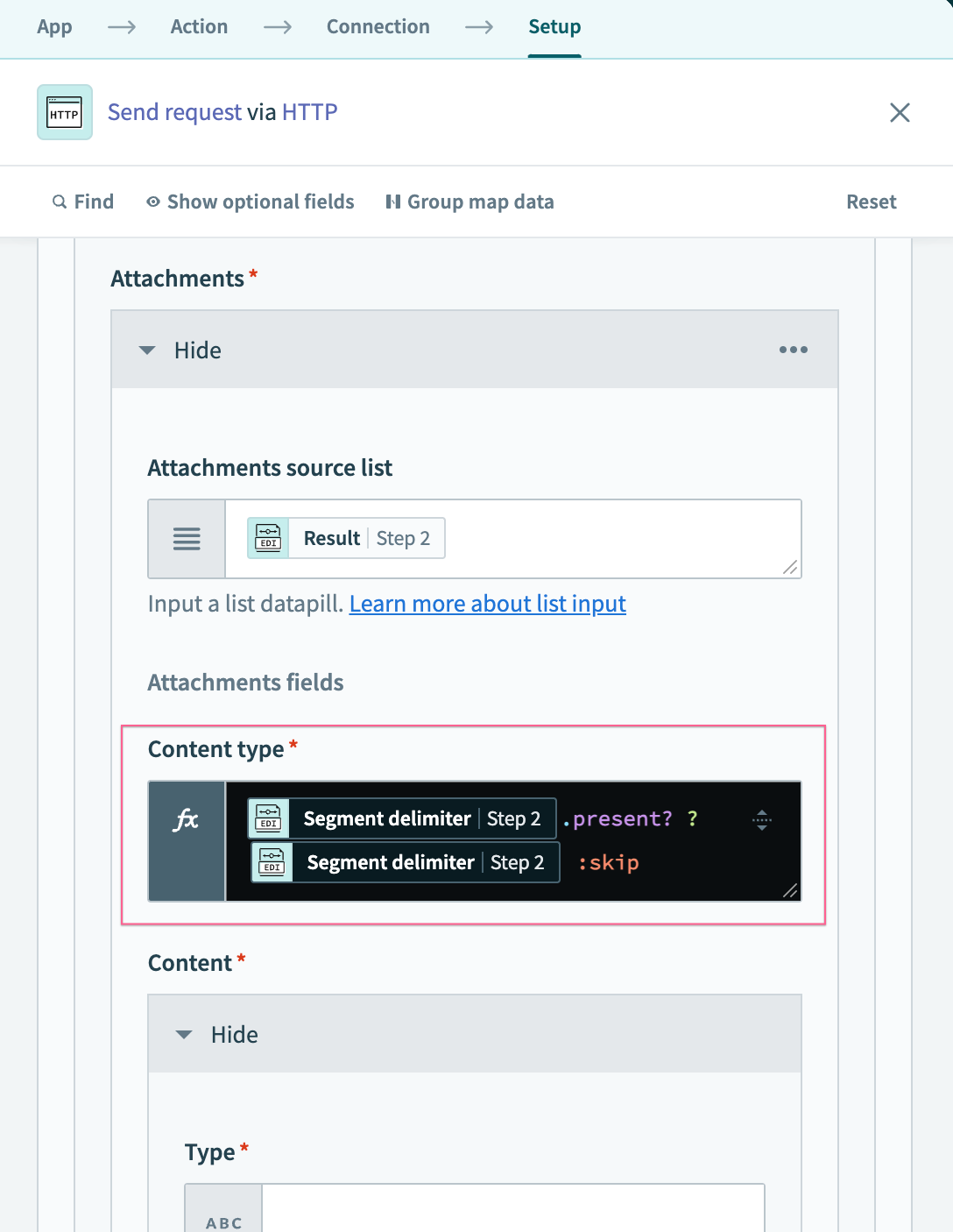 Schematic JSON request body