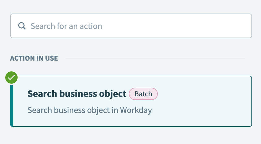 Select the Search business object action