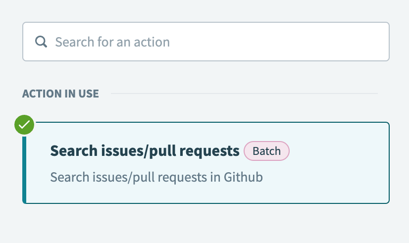 Select the Search issues/pull requests action