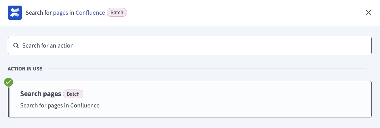 Select the Search pages action