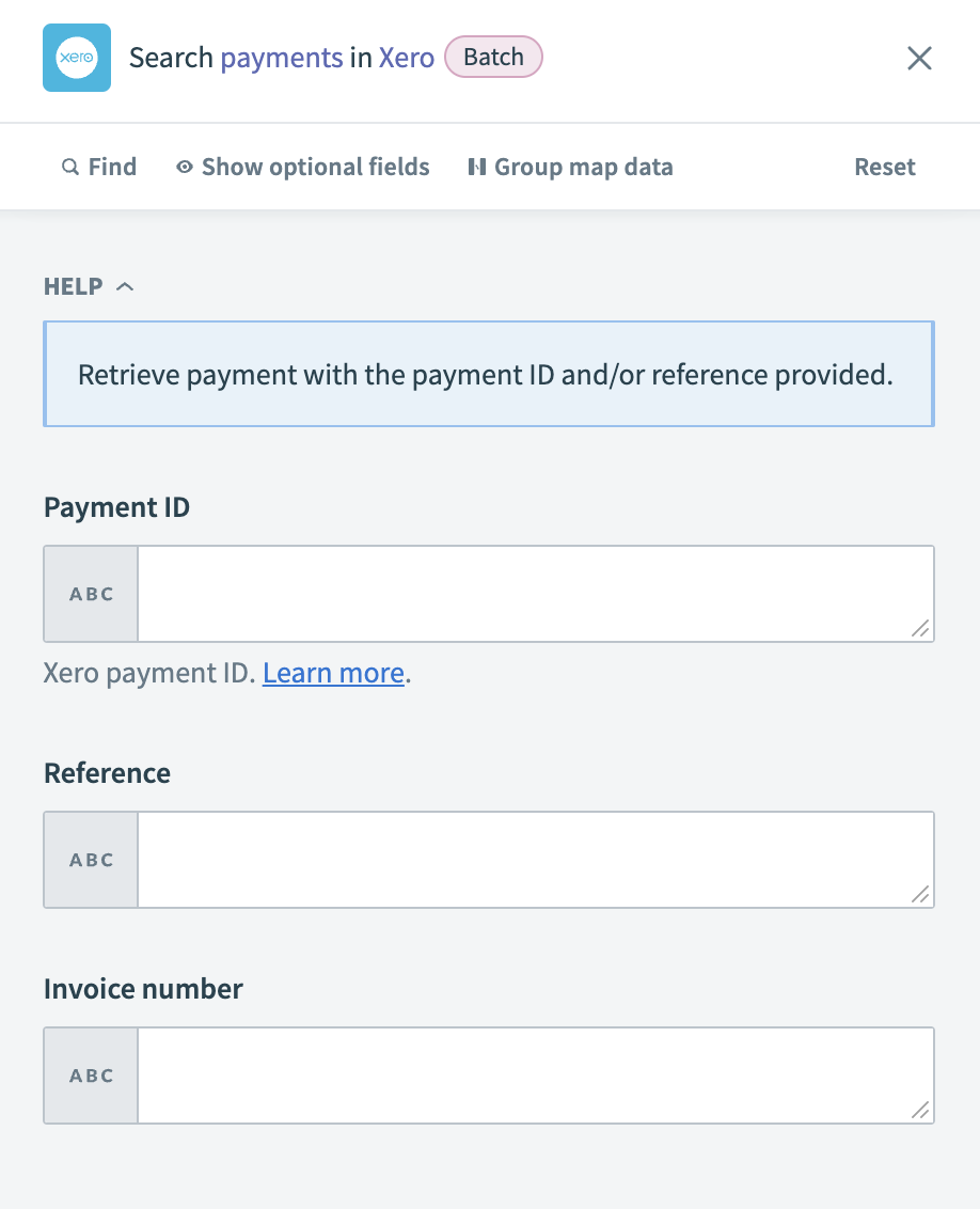 Search payments action