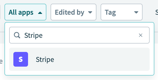 Filter for Stripe connections