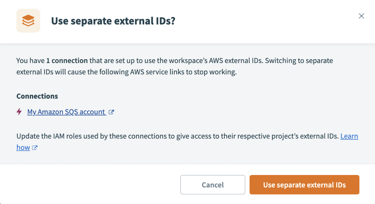 Confirm separate external IDs