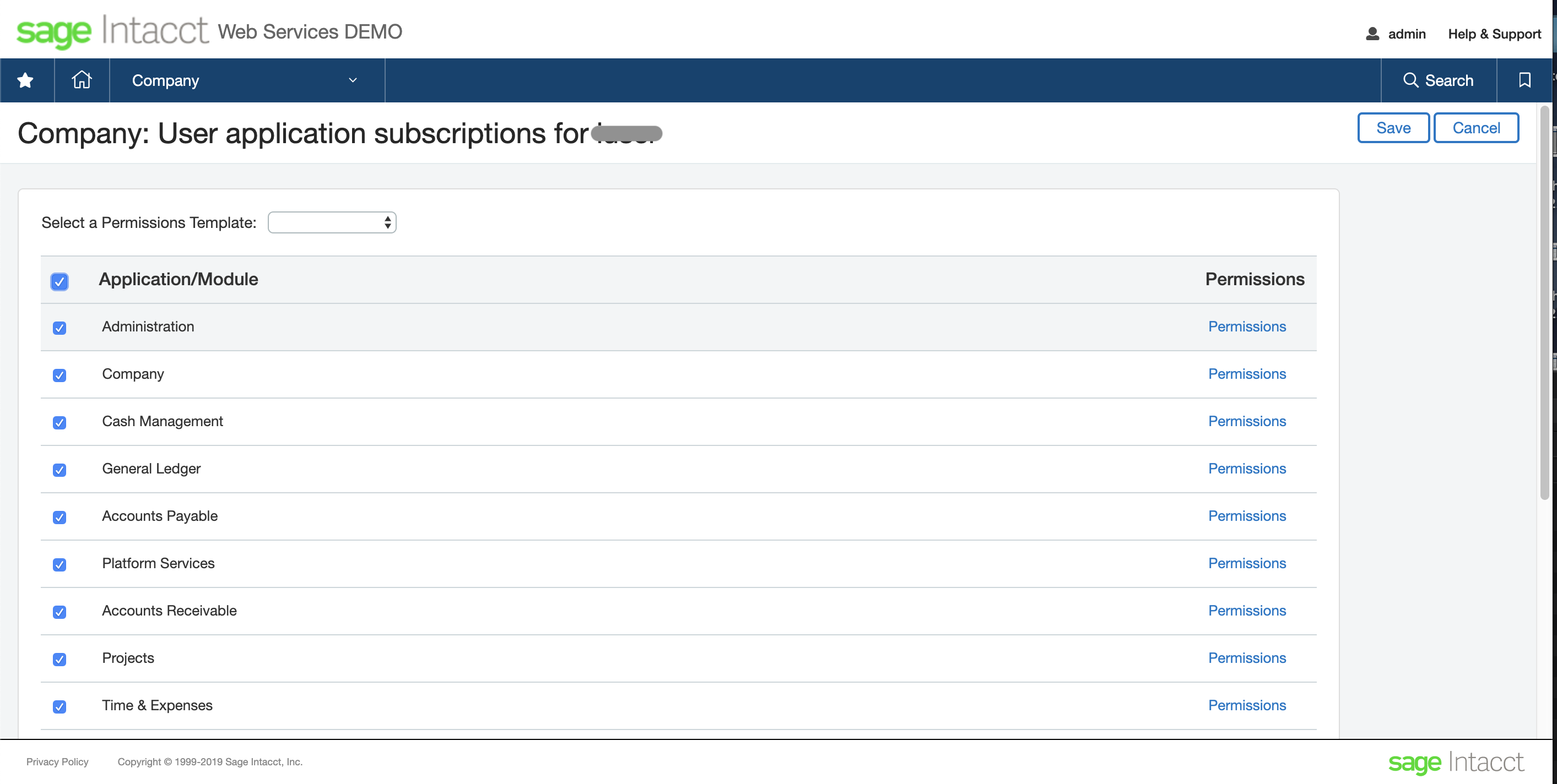 Select application/modules