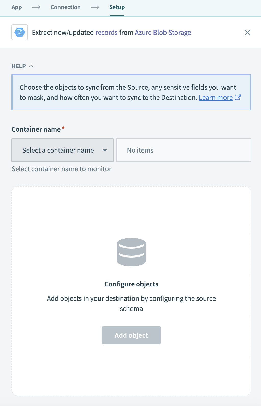 Select Azure Blob Storage container