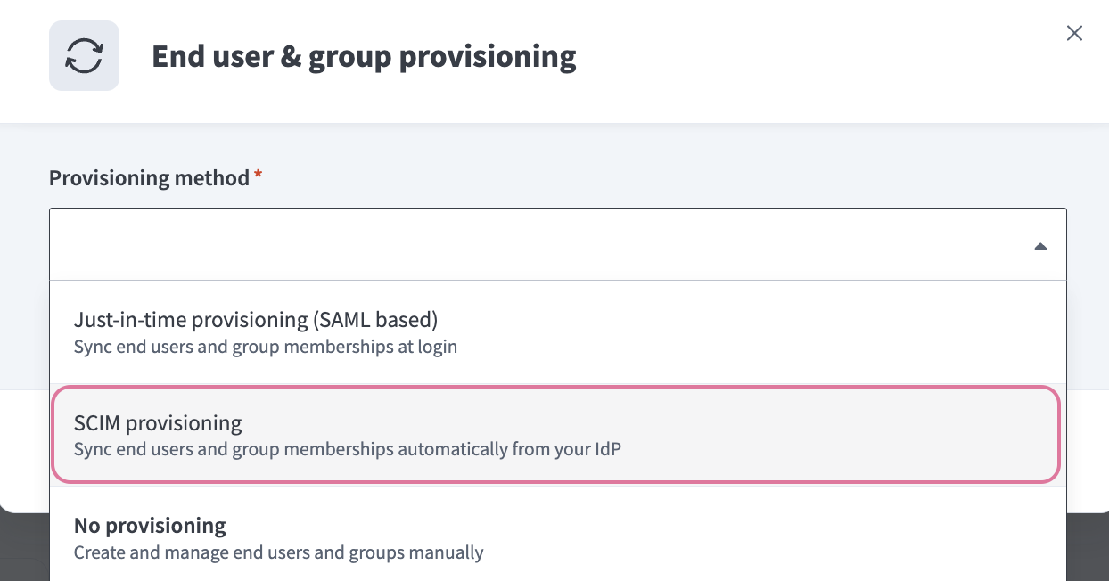 Select SCIM provisioning