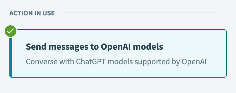 Select the Send messages to OpenAI models action