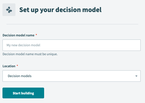 Enter a Decision model name