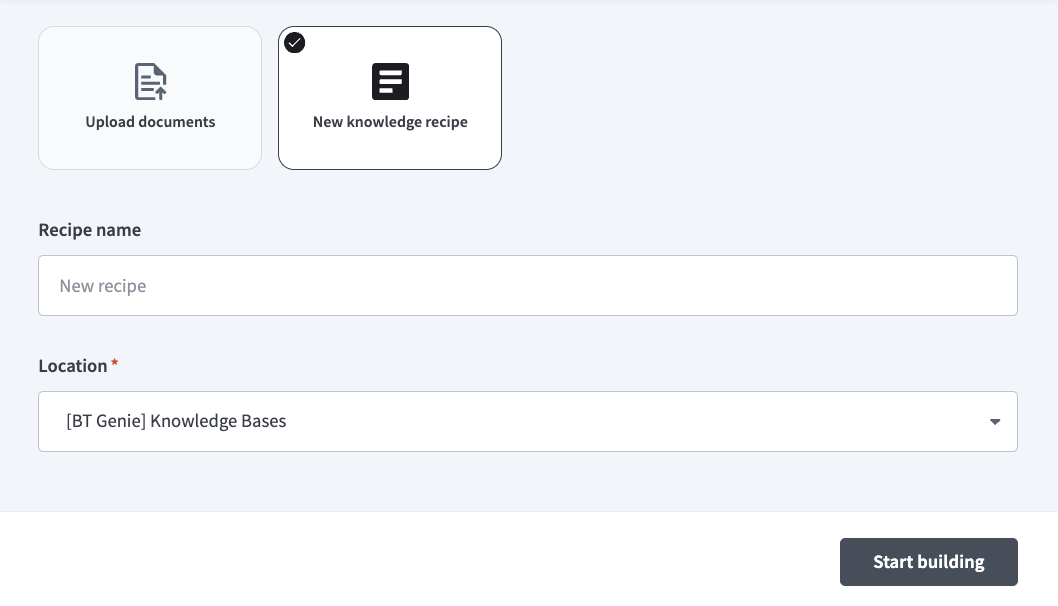 Set up your knowledge recipe