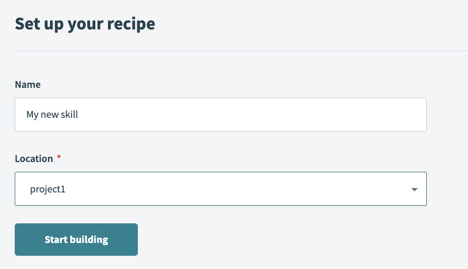 Set up skill recipe