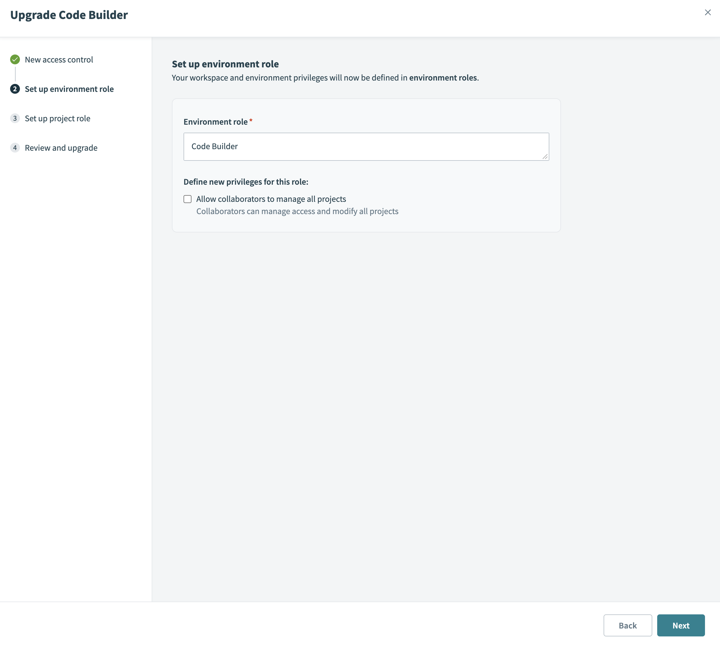 Set up environment role