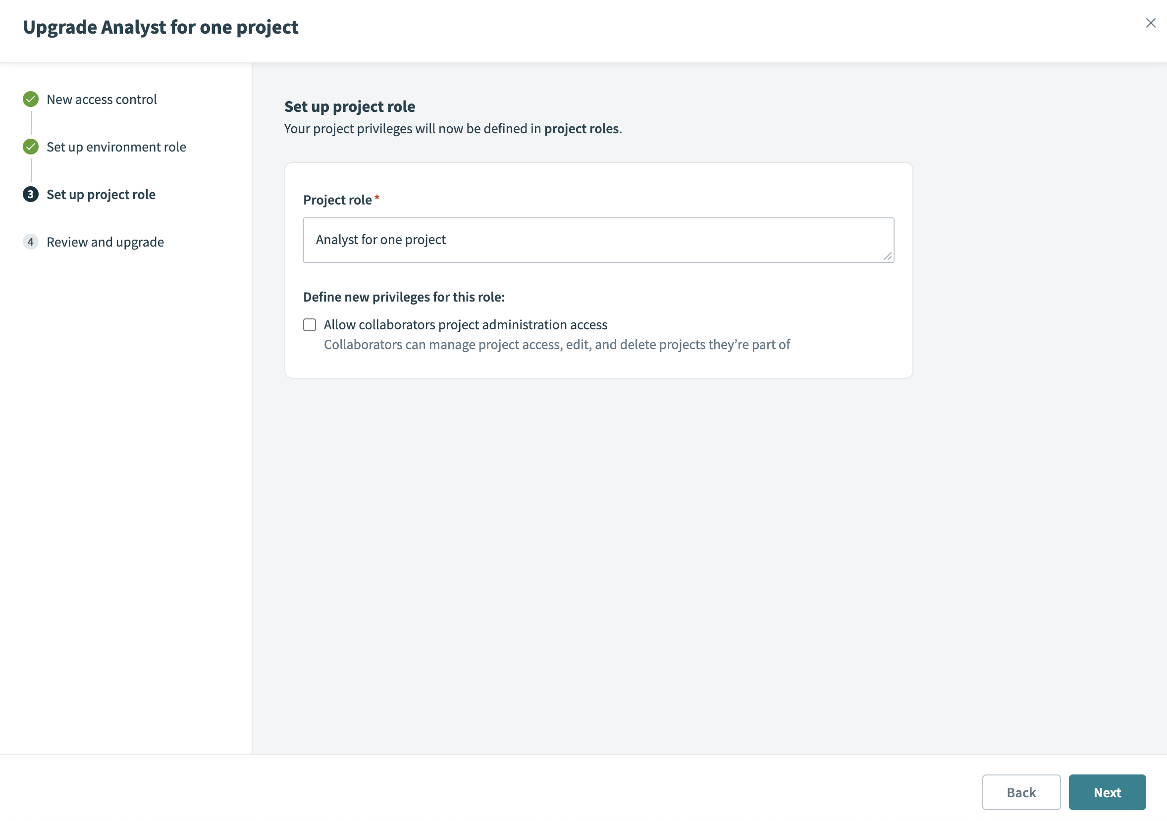 Set up project role