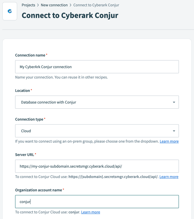Configure CyberArk Conjur connection