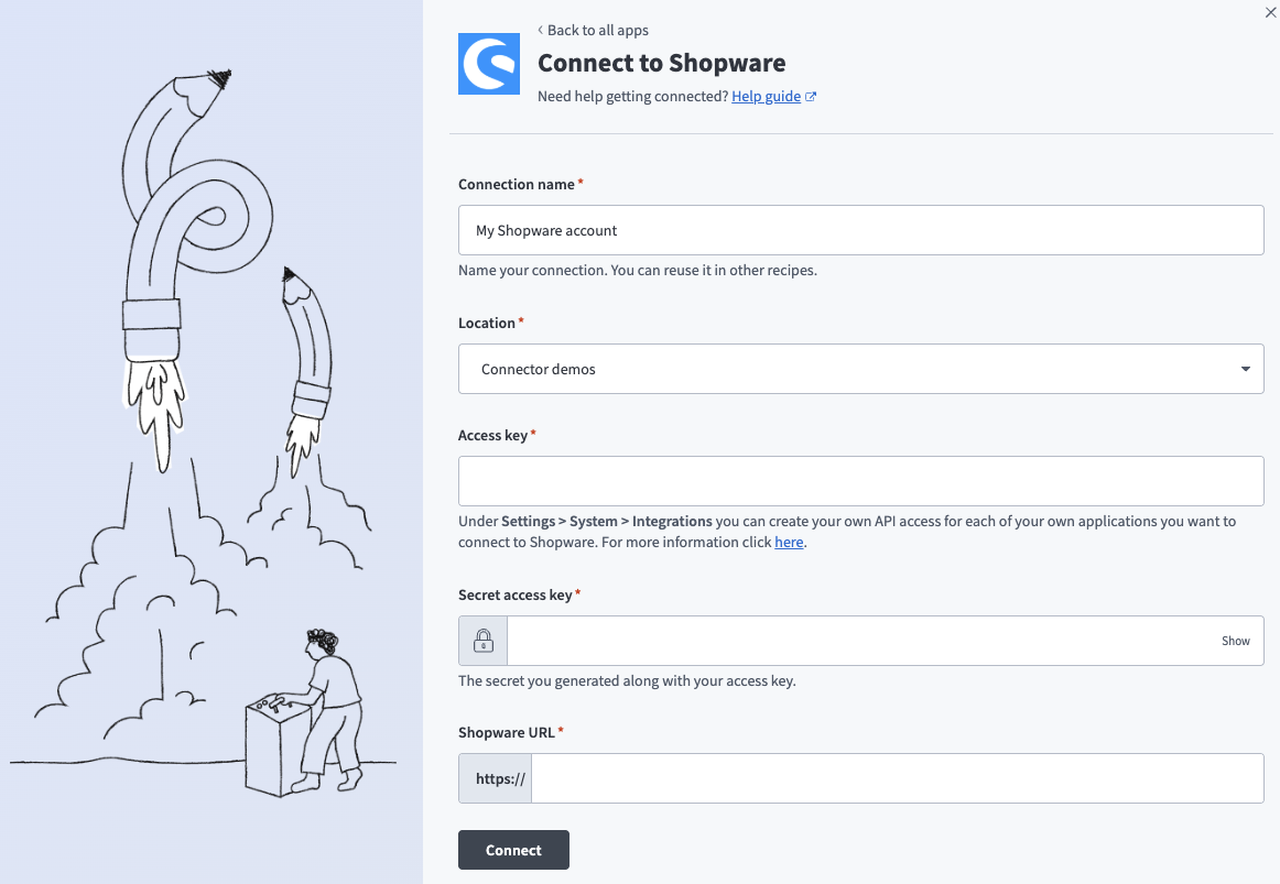 Shopware connection setup