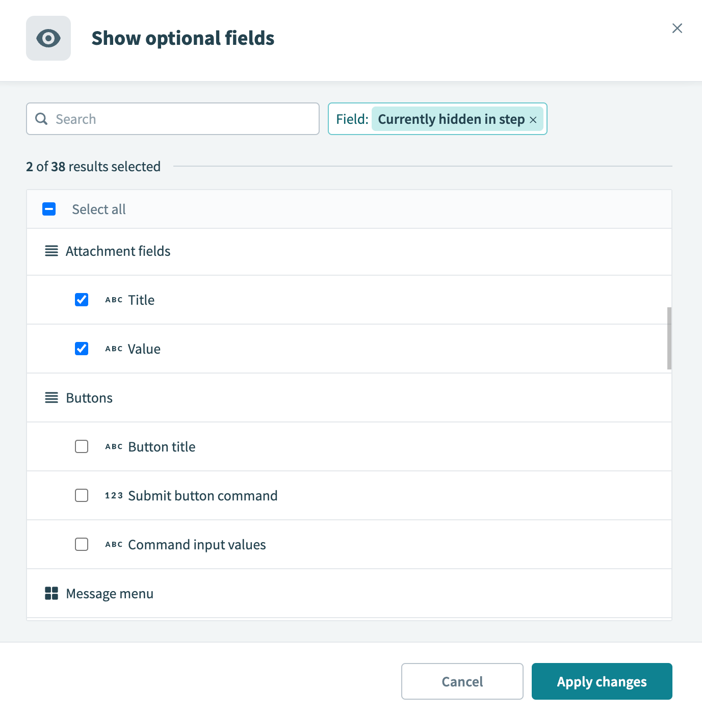 Show attachment fields