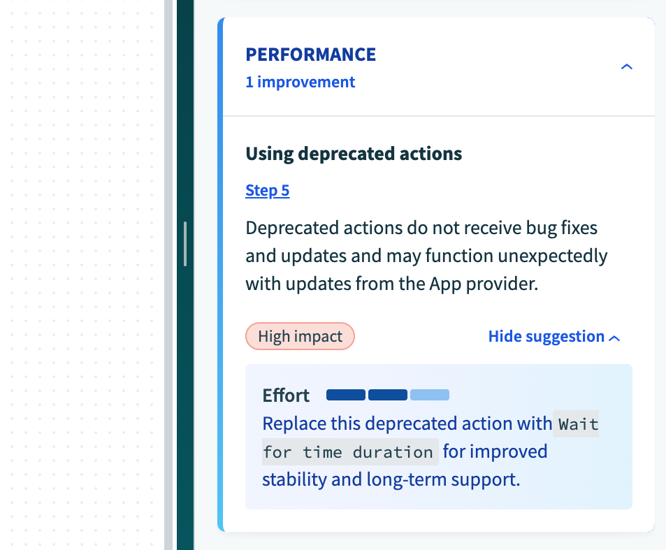 View the suggestion