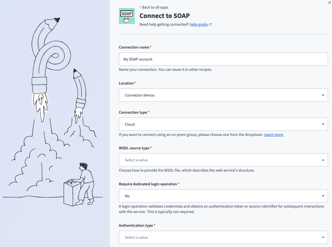 Setting up a SOAP connection