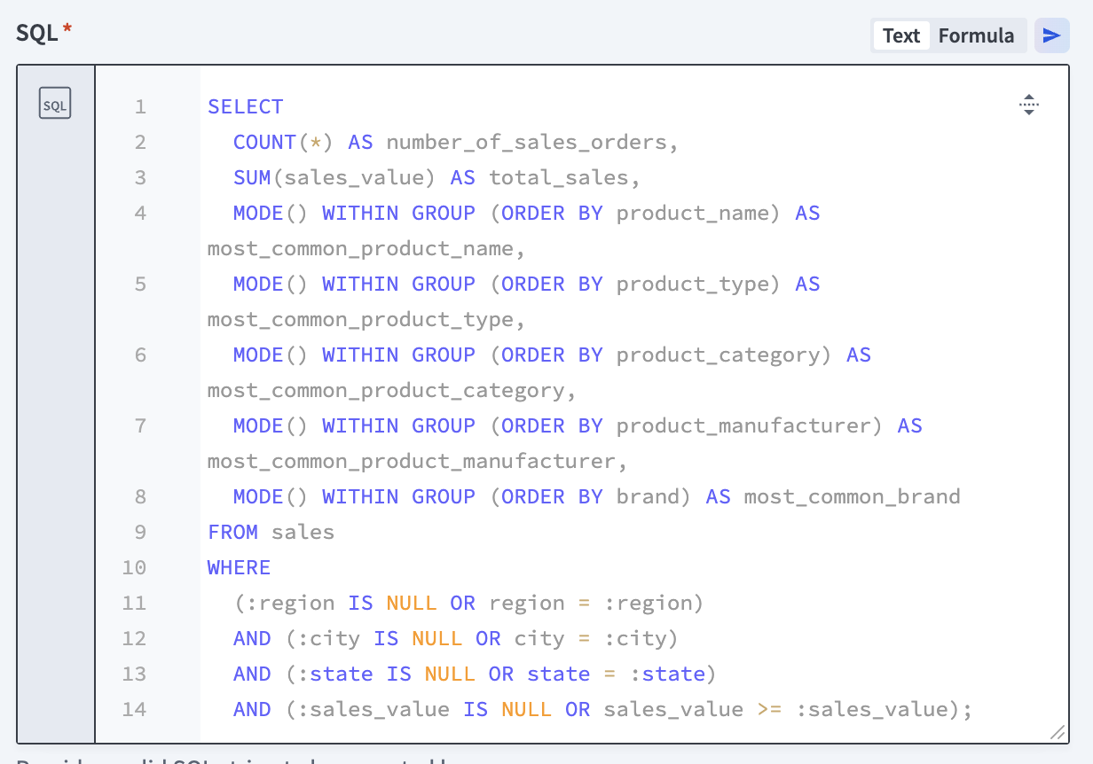 Provide an SQL string