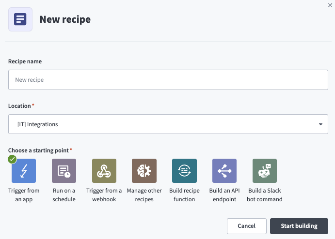 Start building your recipe