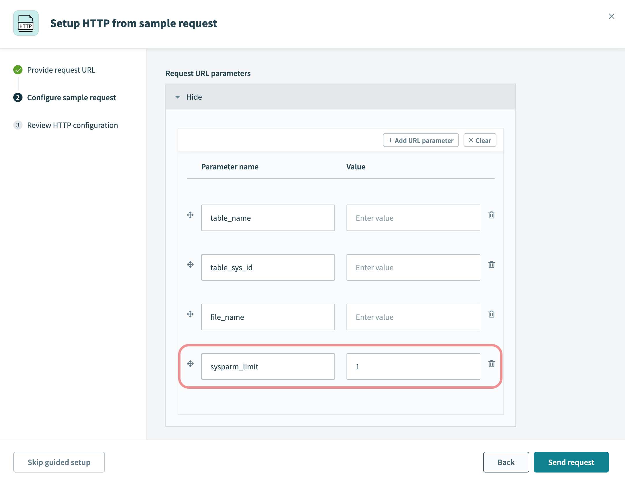 Adding request parameter